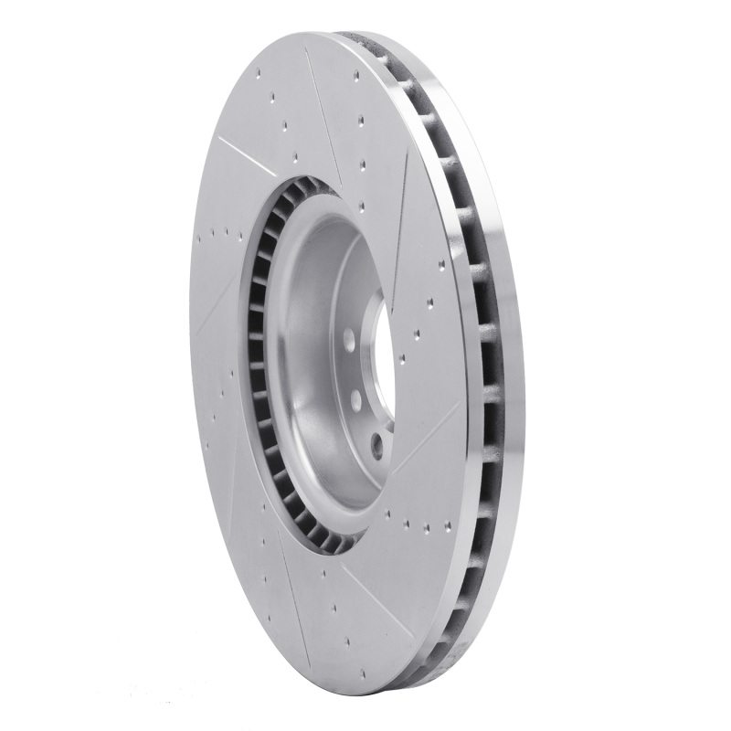Land Rover Defender 110 Brake Rotor (1) - Front Right - R1 Concepts - Drilled & Slotted - Silver - `18-`25